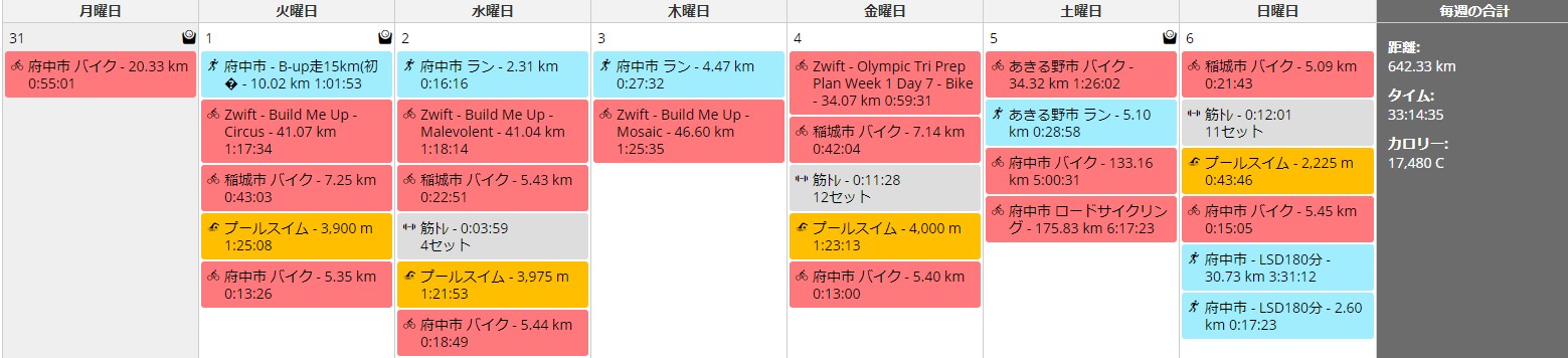 トライアスロン　練習