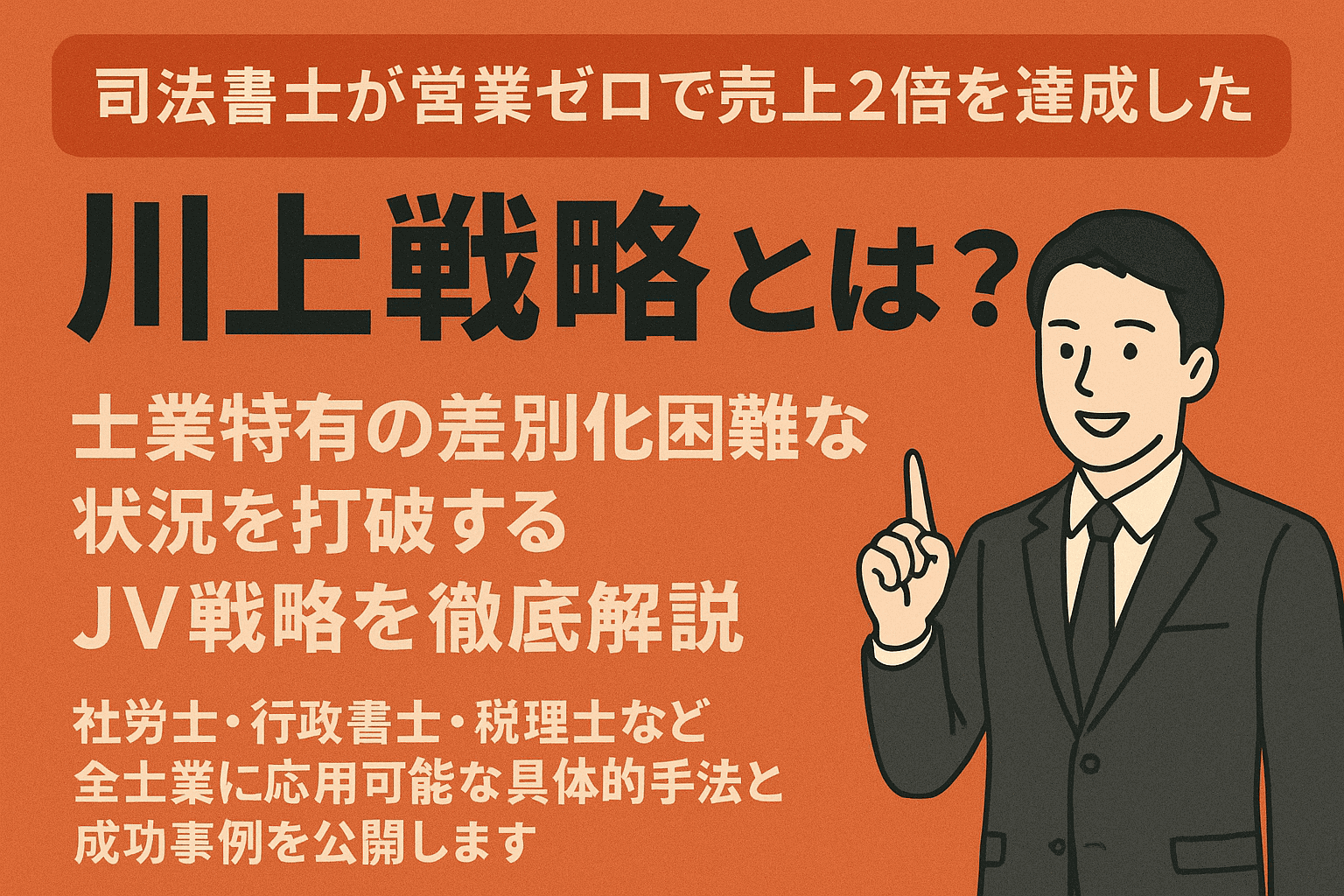 司法書士が営業ゼロで売上2倍にした方法｜士業の差別化戦略と「川上戦略」の実践