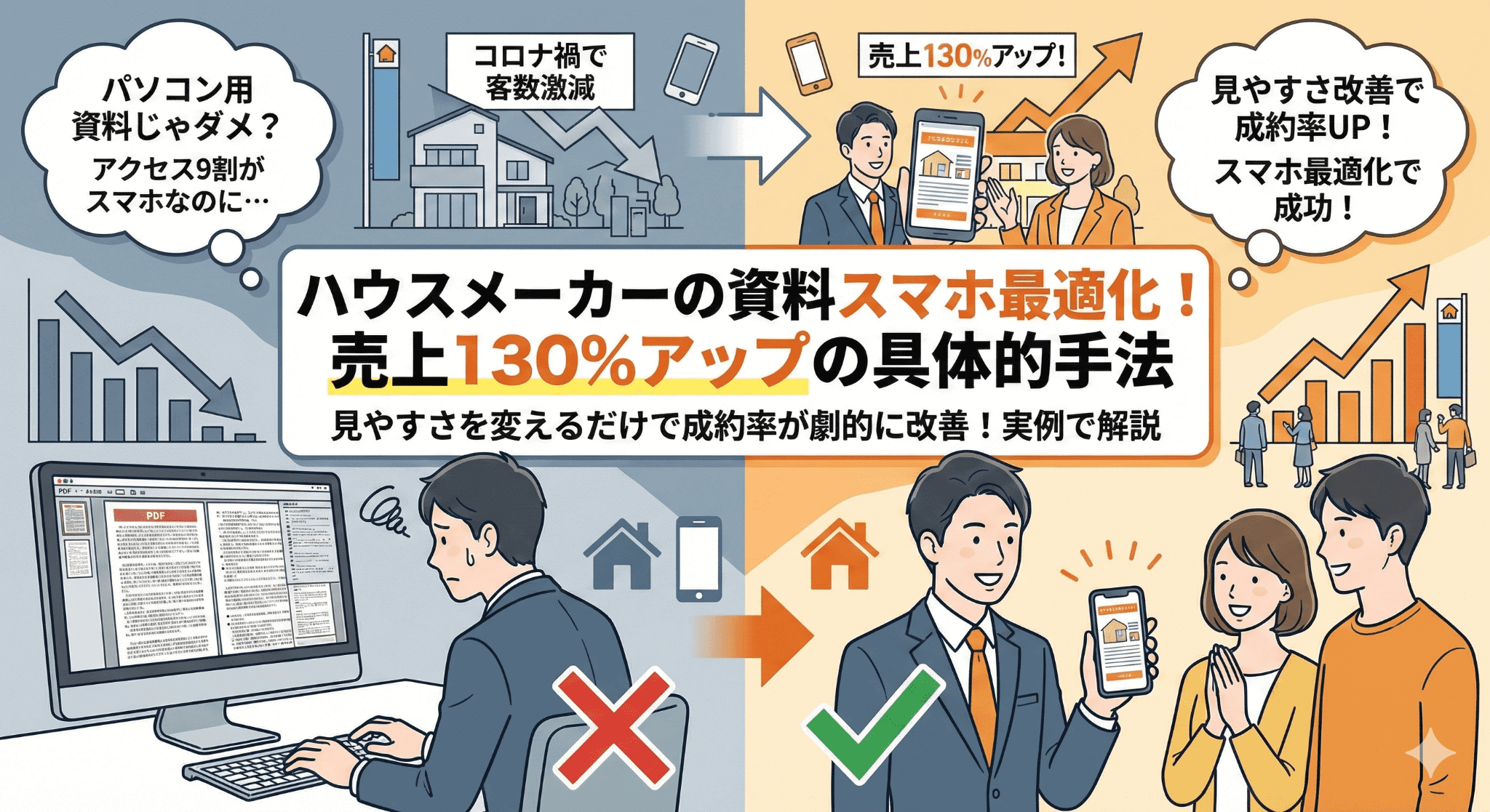 コロナ禍で客数激減したハウスメーカーが売上130%にV字回復した理由とは？スマホ最適化で成約率を劇的に改善する方法