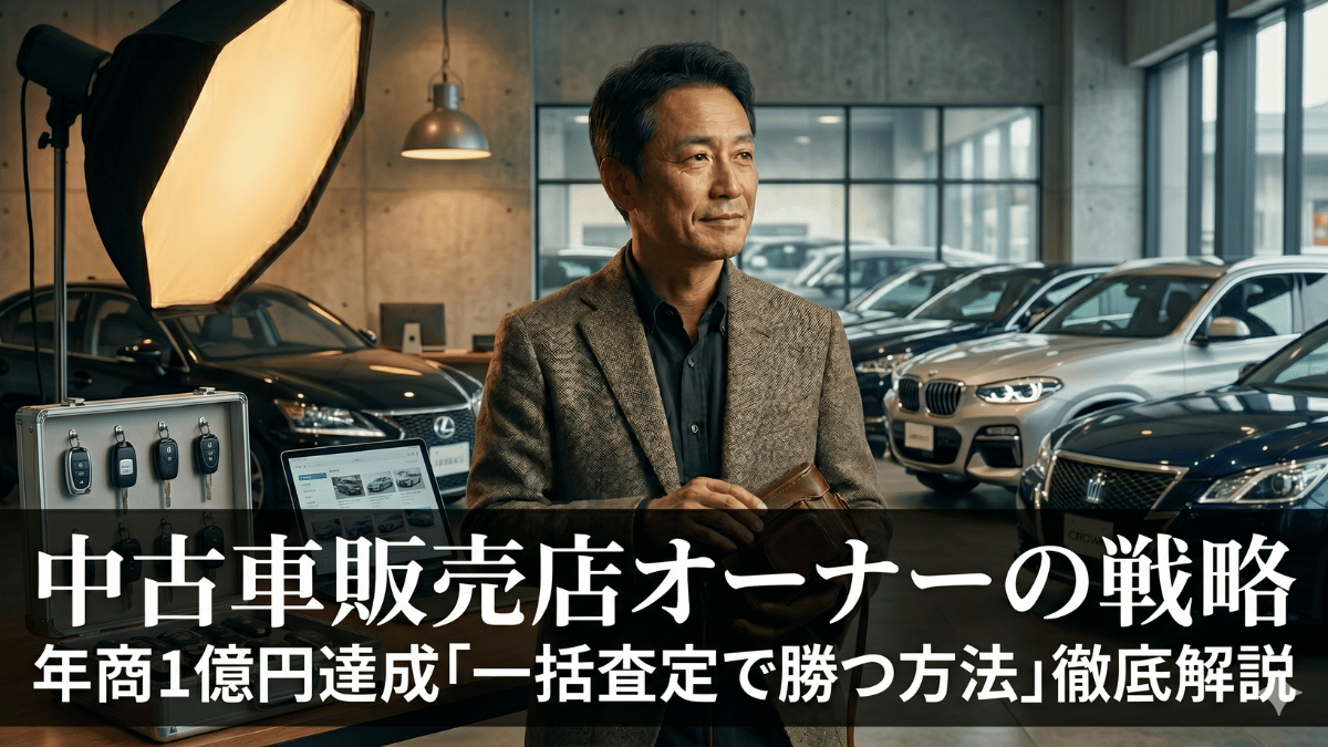 個人で中古品販売店を経営し年商1億円を達成したオーナーが実践する「一括査定戦略」を徹底解説。競合より20〜30%高い初回オファーで状態の良い商品を優先的に仕入れ、高単価販売につなげる具体的な方法を中古品販売全般に応用できる形でわかりやすく解説します。