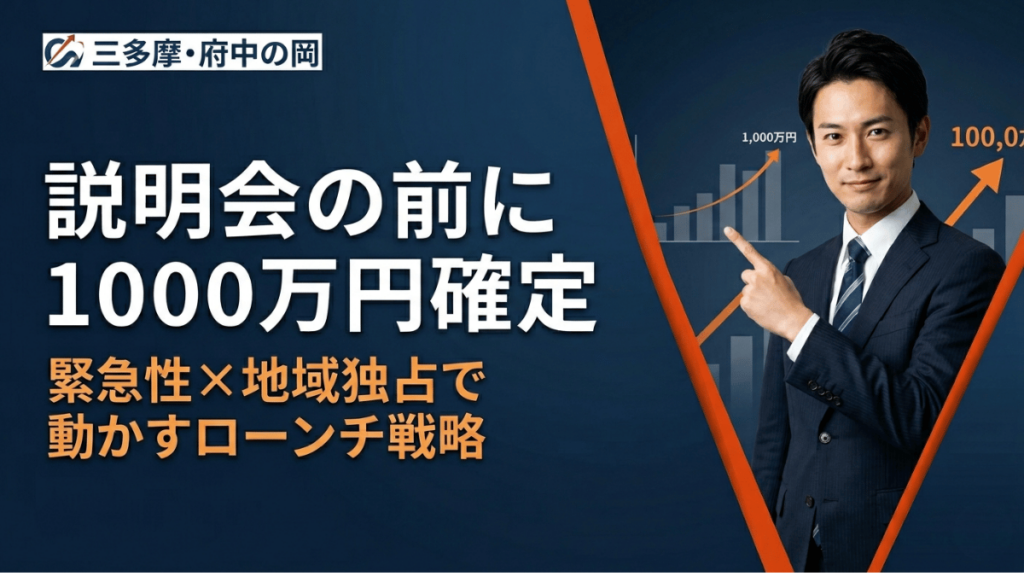 説明会を待たずに1000万円超の売上を確定させたローンチ戦略を解説。緊急性と地域独占という2つの心理トリガーを組み合わせた手法で、見込み客を即断させる仕組みを作る方法をステップごとに紹介します。